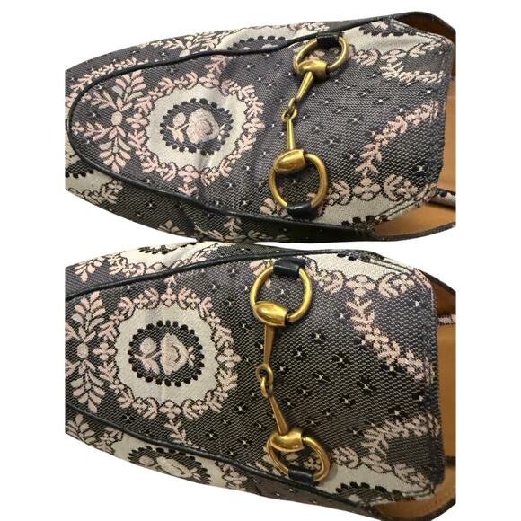 Gucci Princetown Brocade Horsebit Mules Sz 38 - Picture 8 of 11